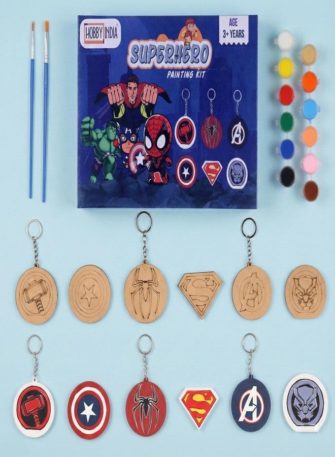 HOBBY INDIA DIY Keychain Fridge Magnet Painting Kit for Kids & Adult | Creative Art & Craft Set Gift for Girls & Boys | Cute Resin Activity Key Chain Making | Fun Birthday & Home Decor (Super Hero) - Image 3